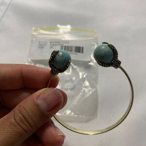 BANSRI SILVER Natural Stone Turquoise with Phoenix Feet Cuff Bracelet Y2K STYLE